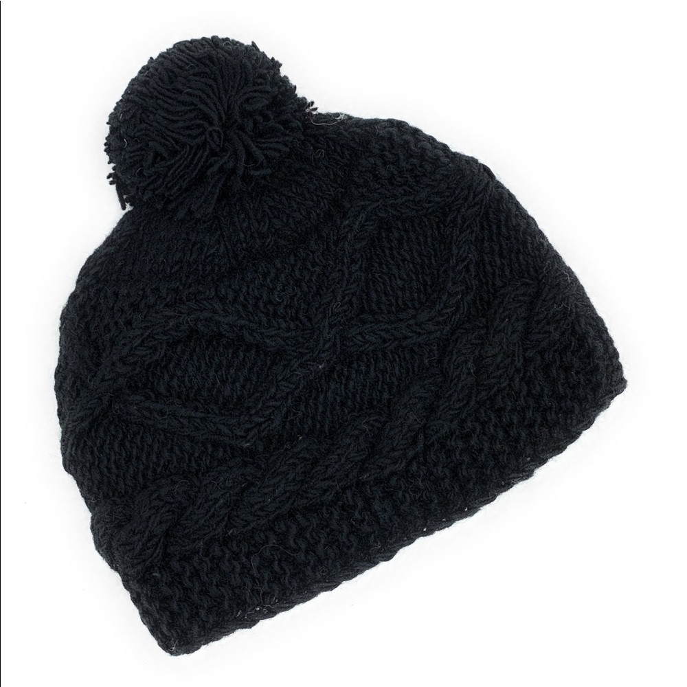 Chunky Knit Wool Beanie with Pom